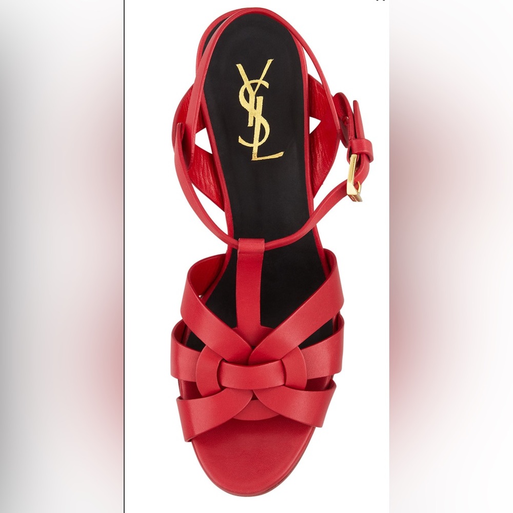 Saint Laurent Paris
Saint Laurent Red Leather Tribute Platform Ankle Strap